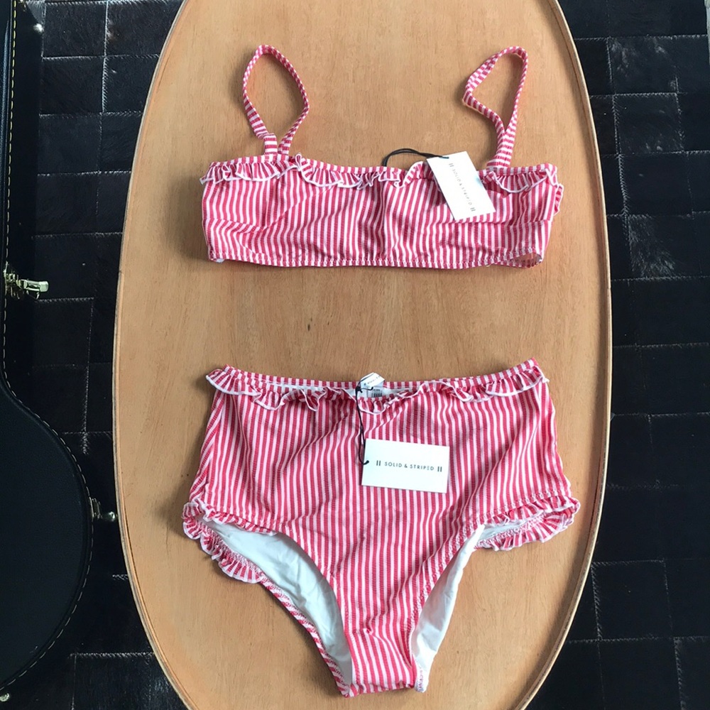 Solid and striped bikini